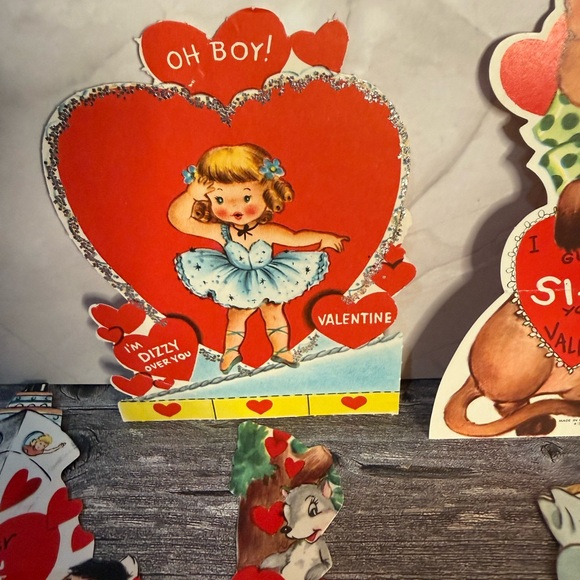 Vintage Valentine Card Collection Set of 6 Siamese Cat sailor cowboy ballerina - Picture 7 of 7